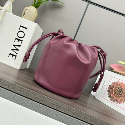 LOE 32 FLAMENCO PURSE BUCKET IN PLUM PURPLE LAMBSKIN
