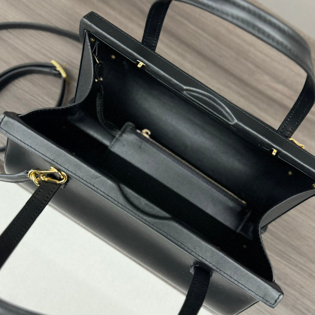 CYLINDER BAG 25 IN BLACK CALFSKIN
