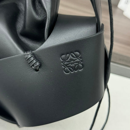 LOE INTERLACED HOBO 38 BAG IN BLACK CALFSKIN