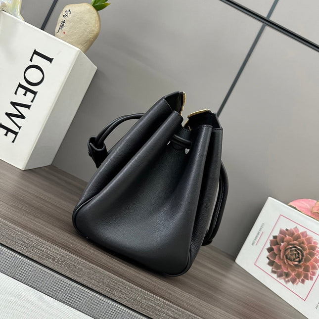 LOEWE 25S MADRID BAG 28 IN BLACK CALFSKIN GOLD HARDWARE