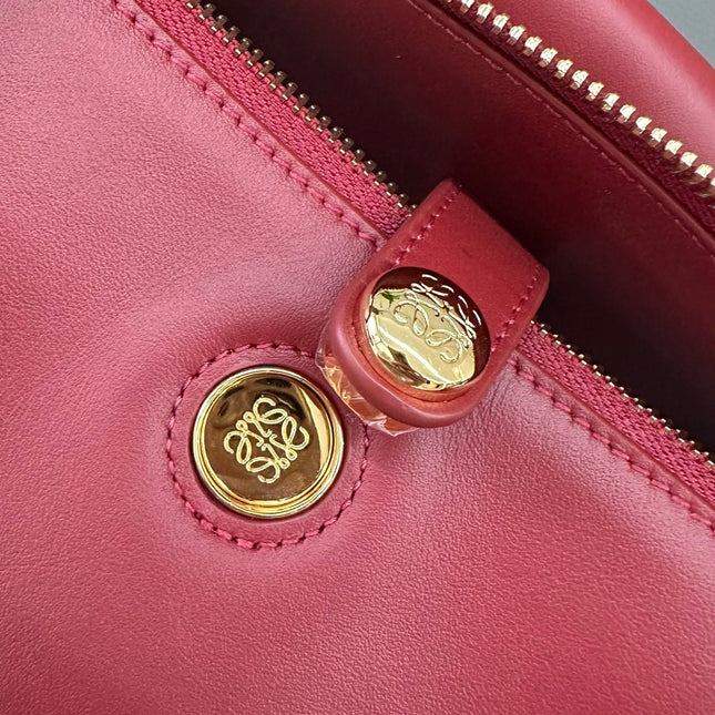 LOEWE 25S MADRID BAG 28 IN CHERRY RED CALFSKIN GOLD HARDWARE