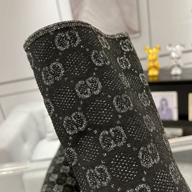 THIGH HIGH BOOTS IN BLACK KNITTED FABRIC