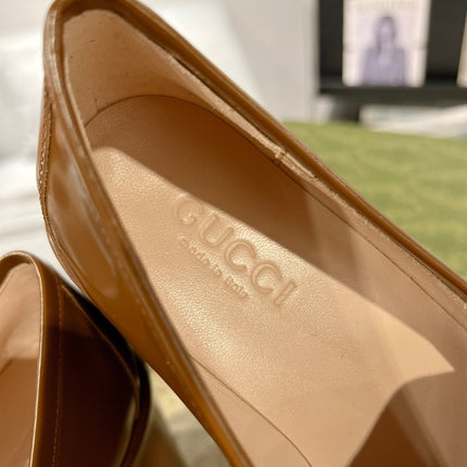 GG HORSEBIT PLATFORM LOAFER GLOSSY COPPER CALFSKIN
