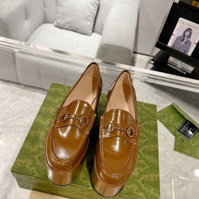 GG HORSEBIT PLATFORM LOAFER GLOSSY COPPER CALFSKIN