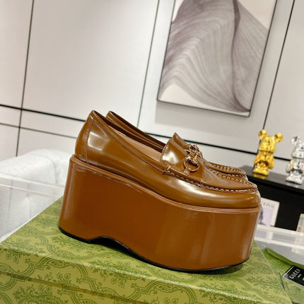 GG HORSEBIT PLATFORM LOAFER GLOSSY COPPER CALFSKIN
