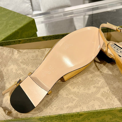 METALIC SLINGBACK FLATS IN GOLD CALFSKIN