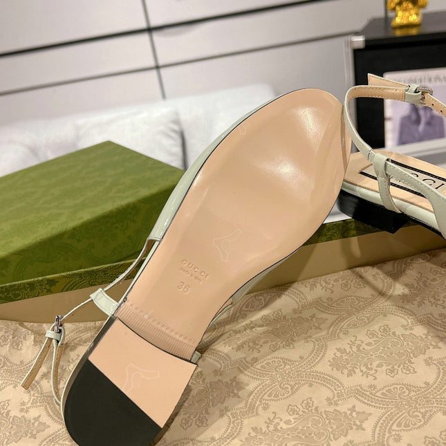 GG CRYSTALS SLINGBACK BALLET SAGE CALFSKIN