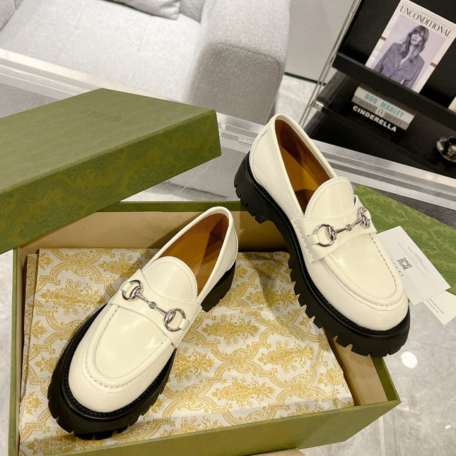 GG LOAFER WITH HORSEBIT WHITE CALFSKIN