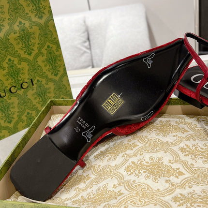 SLINGBACK FLATS IN CHERRY RED VELVET