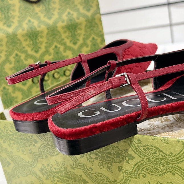 GG SLINGBACK FLATS CHERRY VELVET