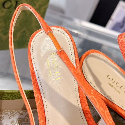 GG HORSEBIT SLINGBACK BALLET FLAT ORANGE CANVAS