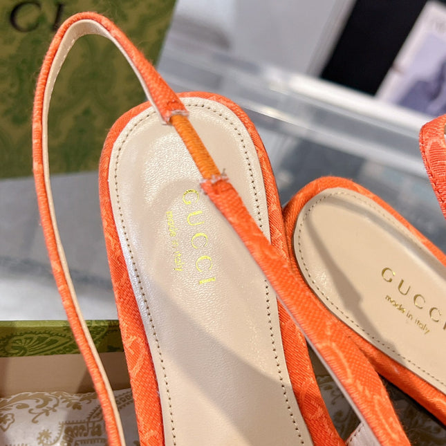 GG HORSEBIT SLINGBACK BALLET FLAT ORANGE CANVAS