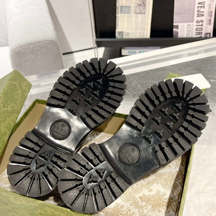 GG LACE-UP LOAFER WITH WEB IN BLACK SHINY LEATHER