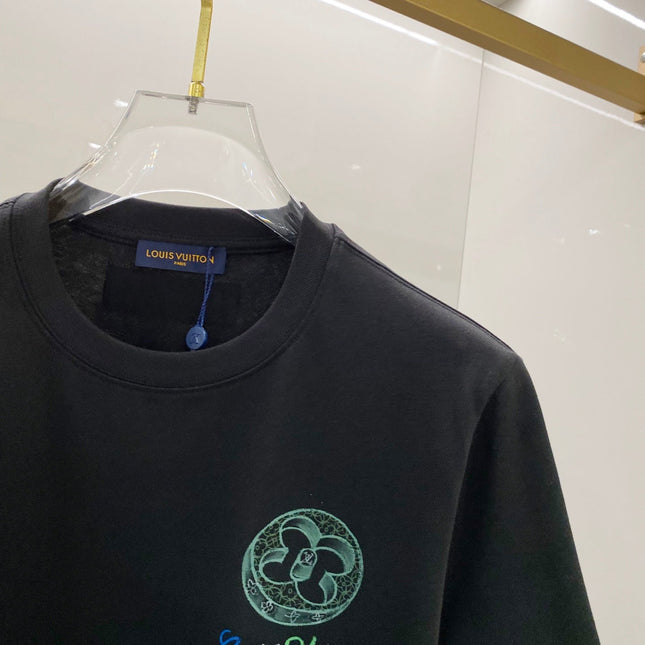 LV T-SHIRT BLACK COTTON HAND-PAINTED LOGO 238850