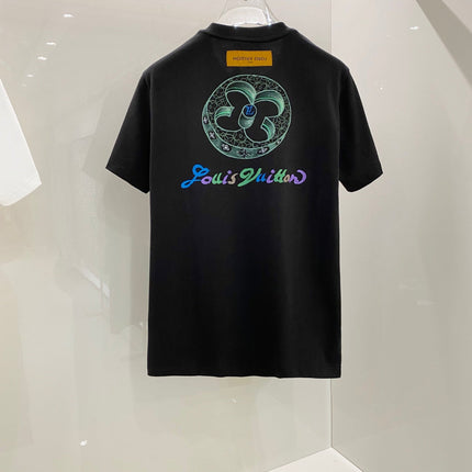 LV T-SHIRT BLACK COTTON HAND-PAINTED LOGO 238850