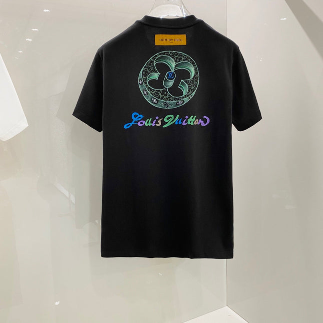 LV T-SHIRT BLACK COTTON HAND-PAINTED LOGO 238850