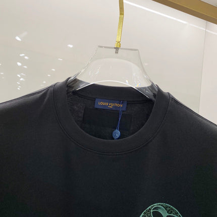 LV T-SHIRT BLACK COTTON HAND-PAINTED LOGO 238850