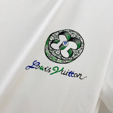 LV T-SHIRT WHITE COTTON HAND-PAINTED LOGO 238851