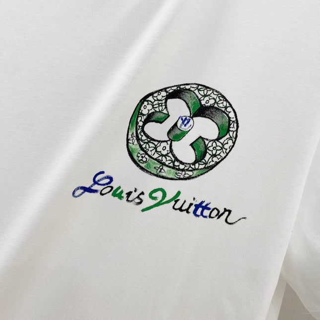 LV T-SHIRT WHITE COTTON HAND-PAINTED LOGO 238851