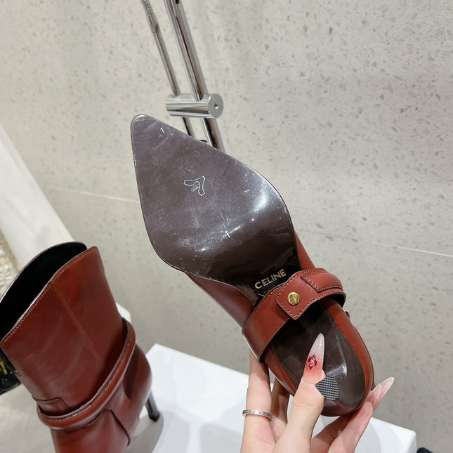 VERNEUIL ANKLE BOOT WITH TRIOMPHE IN RED BROWN CALFSKIN