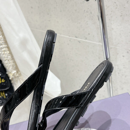 PRA PATENT LEATHER THONG SLIPPER BLACK