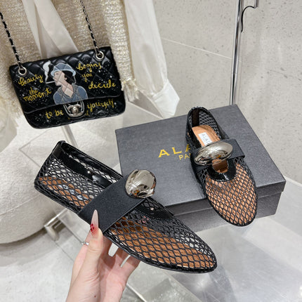 ALAIA MARY JANE SHOES IN BLACK MESH WITH BLACK - TONED HARDWARE
