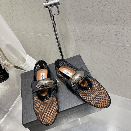 ALAIA MARY JANE SHOES IN BLACK MESH WITH BLACK - TONED HARDWARE