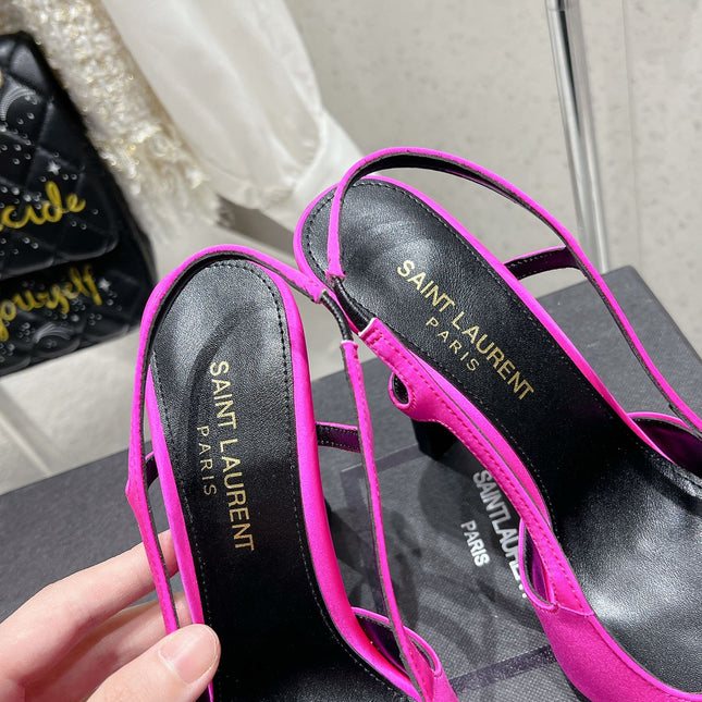 HIGH HEEL 10 CM SLINGBACK IN BRIGHT PINK CALFSKIN WITH GOLD HARDWARE