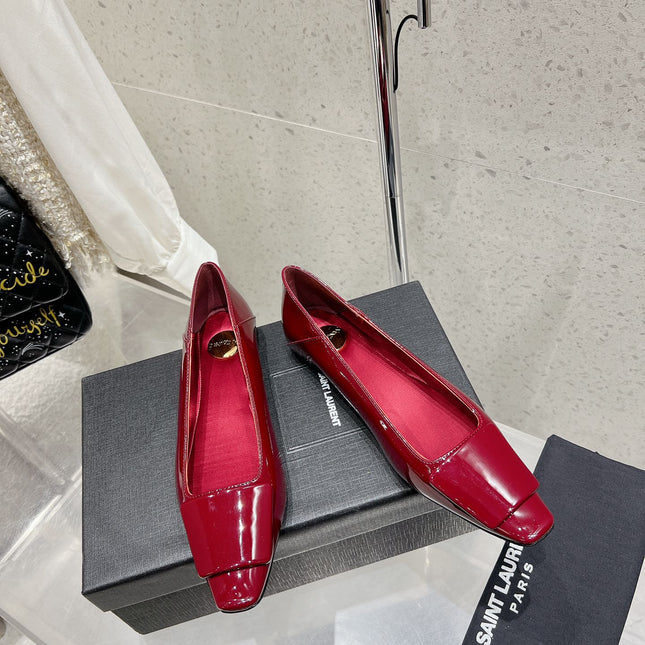 BALLERINA FLATS IN RUBY RED PATENT CALFSKIN