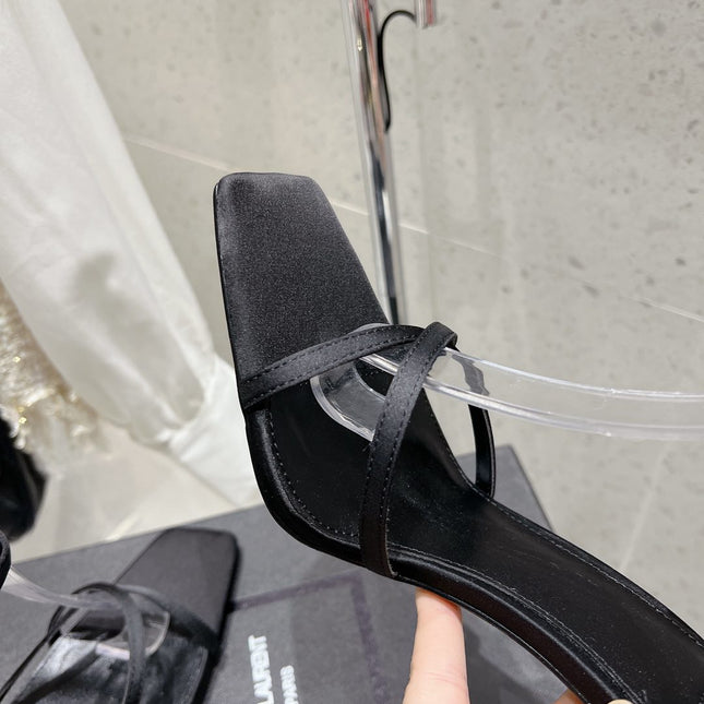 HIGH-HEEL 85 MM SANDAL MULE IN BLACK SILK