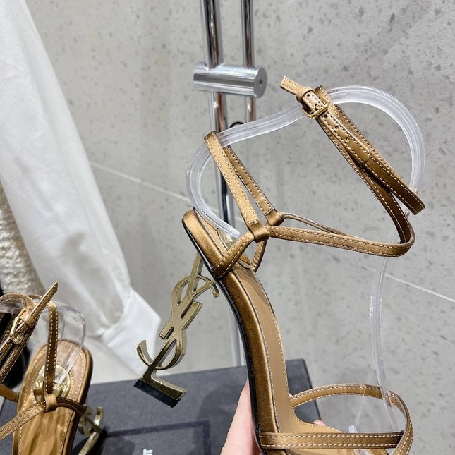HIGH-HEEL 85 MM SANDAL MULE IN METALLIC GOLD SILK