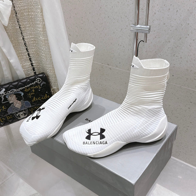 UNDER ARMOUR HYPER SNEAKER IN WHITE MIX BLACK KNITTED FABRIC