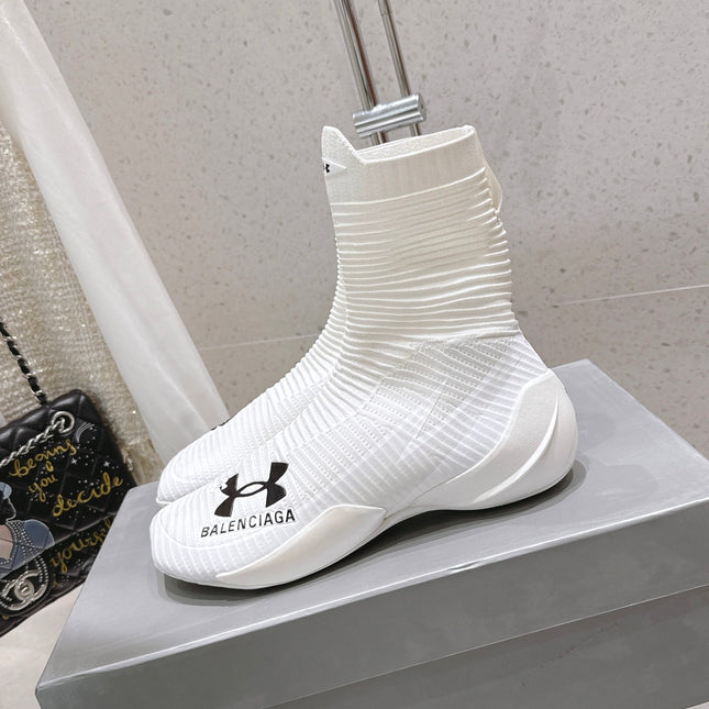 UNDER ARMOUR HYPER SNEAKER IN WHITE MIX BLACK KNITTED FABRIC