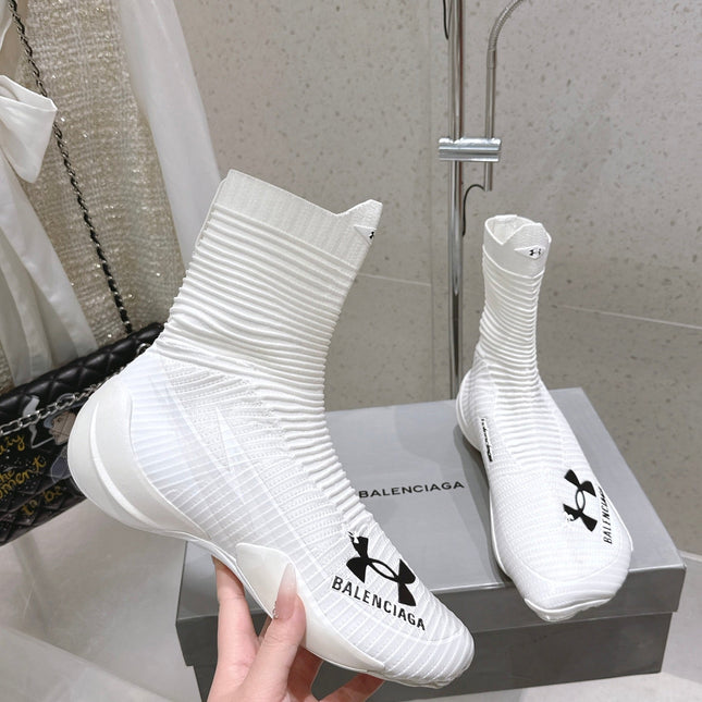 UNDER ARMOUR HYPER SNEAKER IN WHITE MIX BLACK KNITTED FABRIC