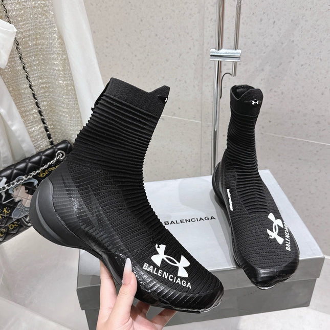 UNDER ARMOUR HYPER SNEAKER IN BLACK MIX WHITE KNITTED FABRIC