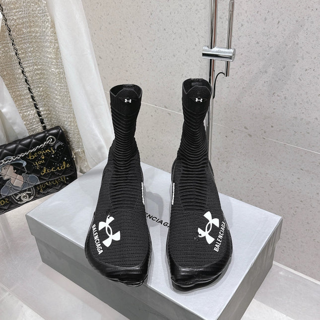 UNDER ARMOUR HYPER SNEAKER IN BLACK MIX WHITE KNITTED FABRIC