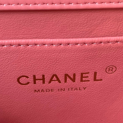 CC MINI 19 FLAP BAG IN BLUSH PINK CALFSKIN GOLD HARDWARE