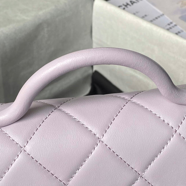 CHANEL 25S FLAP BAG 18 CM IN LIGHT PURPLE LAMBSKIN WITH TOP HANDLE