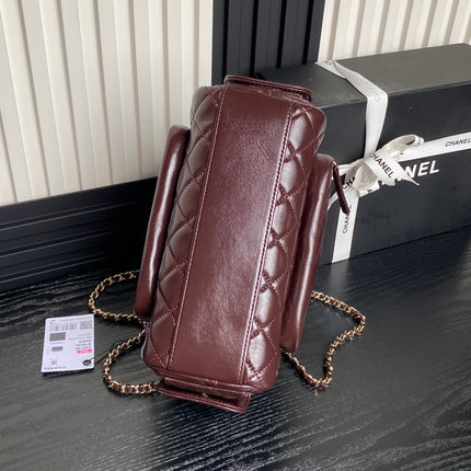 CAMERA BAG 24 IN CONGO BROWN SHINY CALFSKIN GOLD CHAIN