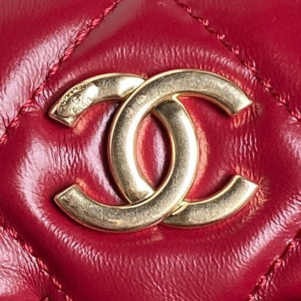 BOWLING BAG 29 IN RED CALFSKIN GOLD HARDWARE