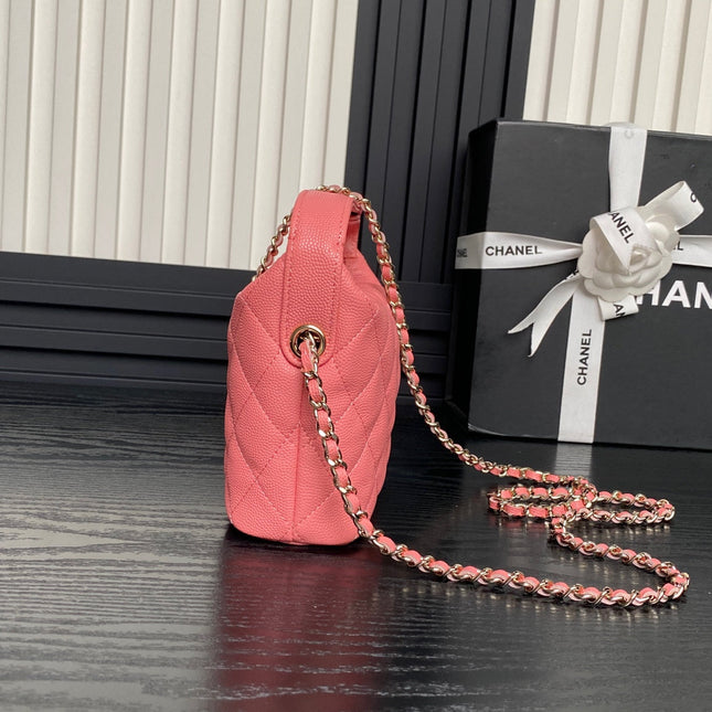 HOBO BAG 21 IN FROLY PINK GRAINED CALFSKIN GOLD HARDWARE