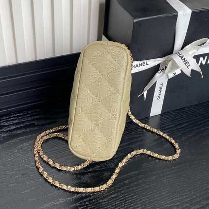 HOBO BAG 21 IN INDIAN KHAKI GRAINED CALFSKIN GOLD HARDWARE