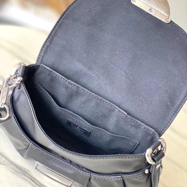 SUNSET VIBE 27 IN BLACK LAMBSKIN AND MONOGRAM CANVAS SILVER BUCKLE