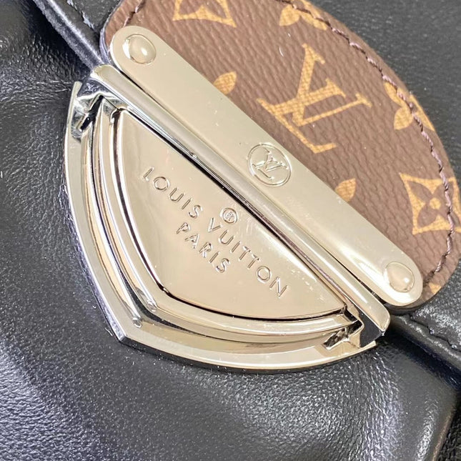 SUNSET VIBE 27 IN BLACK LAMBSKIN AND MONOGRAM CANVAS SILVER BUCKLE
