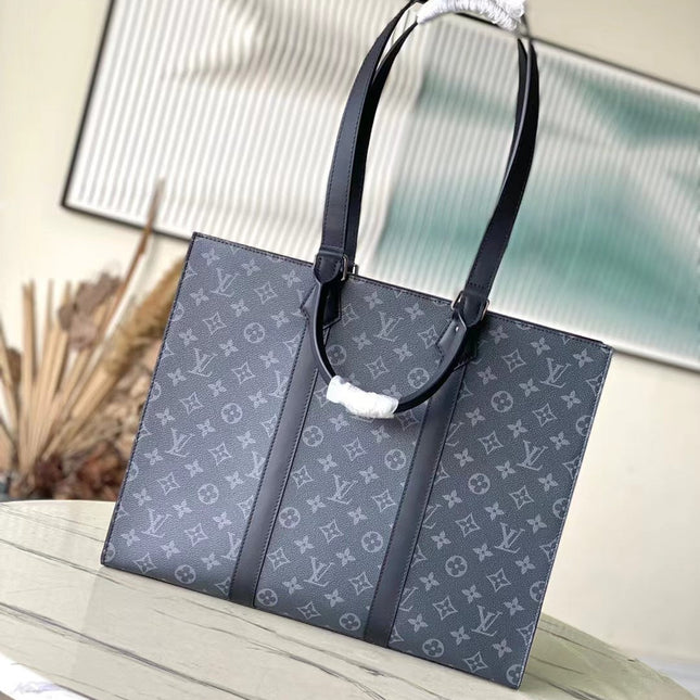 SAC PLAT 24H 41 IN DARK GRAY MONOGRAM ECLIPSE CANVAS