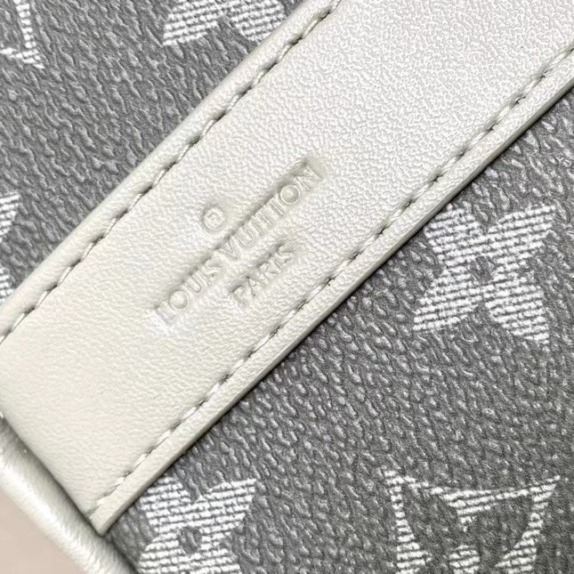 KEEPALL BANDOULIÈRE 25 IN GRAY MONOGRAM GRADIENT CANVAS