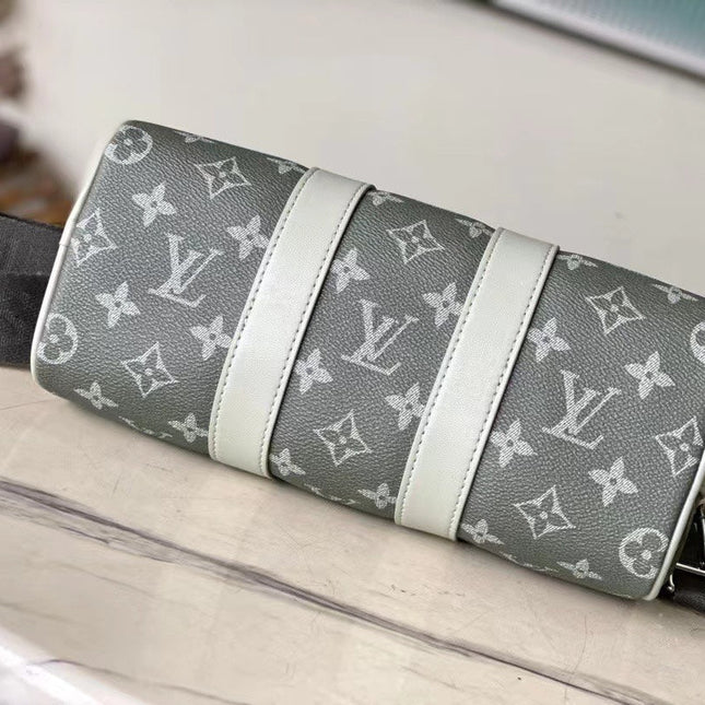 KEEPALL BANDOULIÈRE 25 IN GRAY MONOGRAM GRADIENT CANVAS