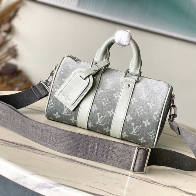 KEEPALL BANDOULIÈRE 25 IN GRAY MONOGRAM GRADIENT CANVAS