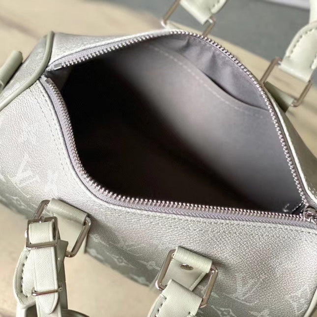 KEEPALL BANDOULIÈRE 25 IN GRAY MONOGRAM GRADIENT CANVAS