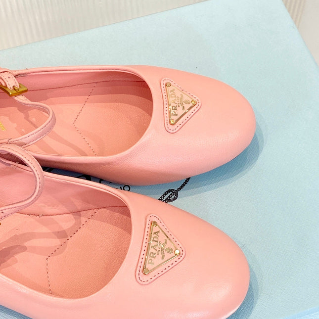 PRA NAPPA MARY JANE FLAT ROSE LAMBSKIN